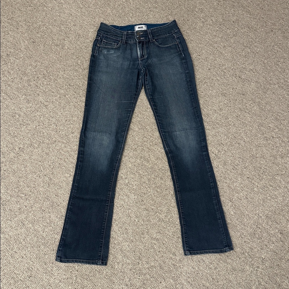 PAIGE HIDDEN HILLS STRAIGHT LEG WOMENS BLUE JEANS MEDIUM WASH SIZE 26